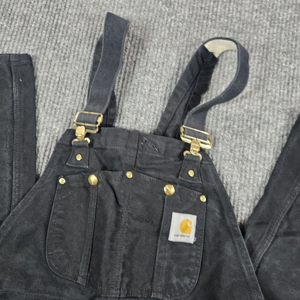 Carhartt R01 Bib Overalls Mens 36x30 Black Duck Canvas Relaxed Work Zip Leg